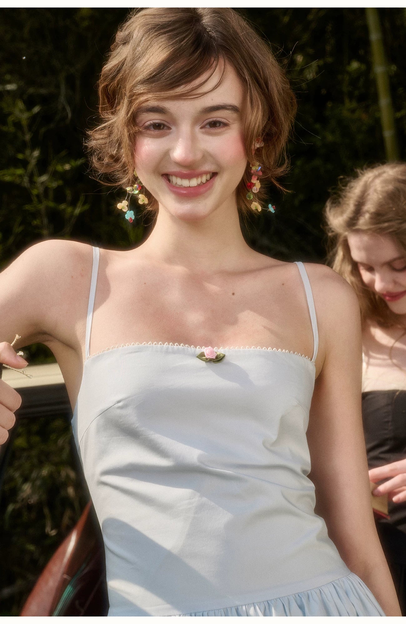 Baby Blue Bow-Tie Layered Maxi Dress