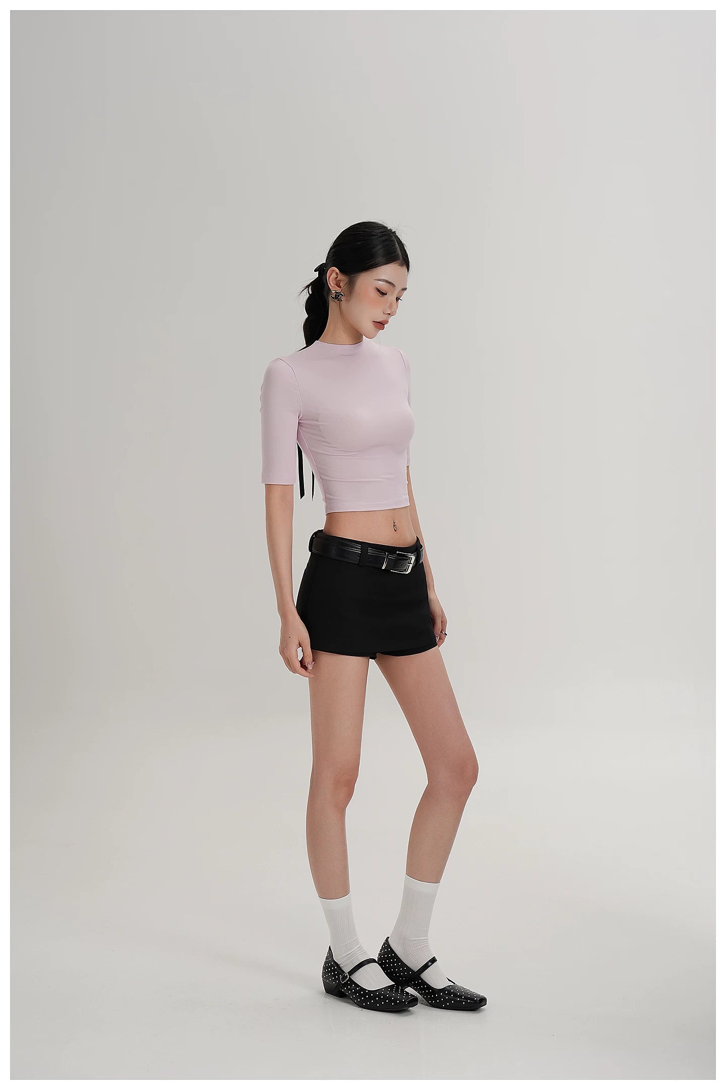 Minimalist Side-Zip Skort Mini Skirt