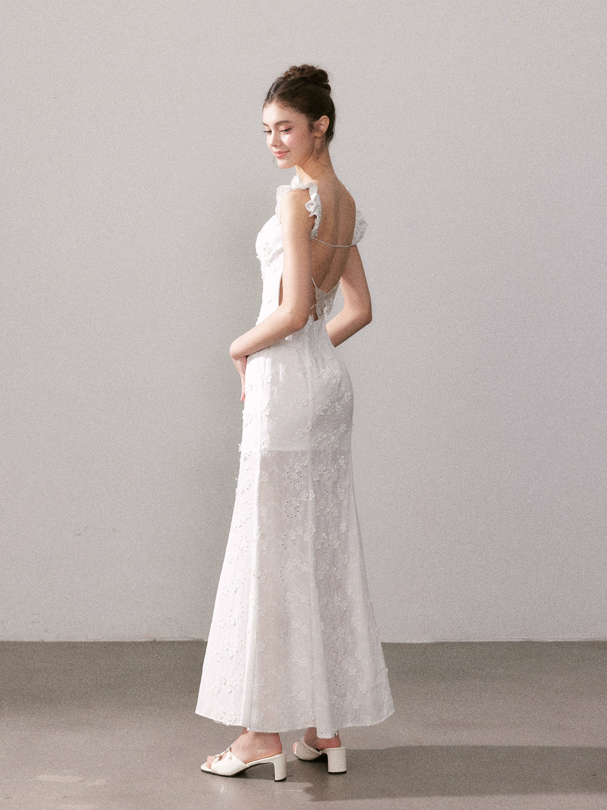 Mist Blossom Lace Maxi Dress