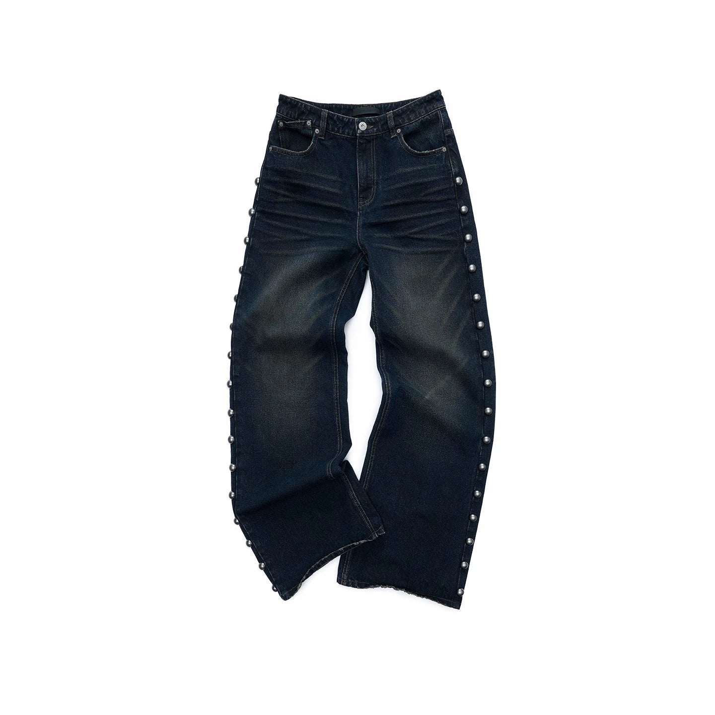 Riveted Vintage Washed Straight-Leg Jeans - CHINASQUAD