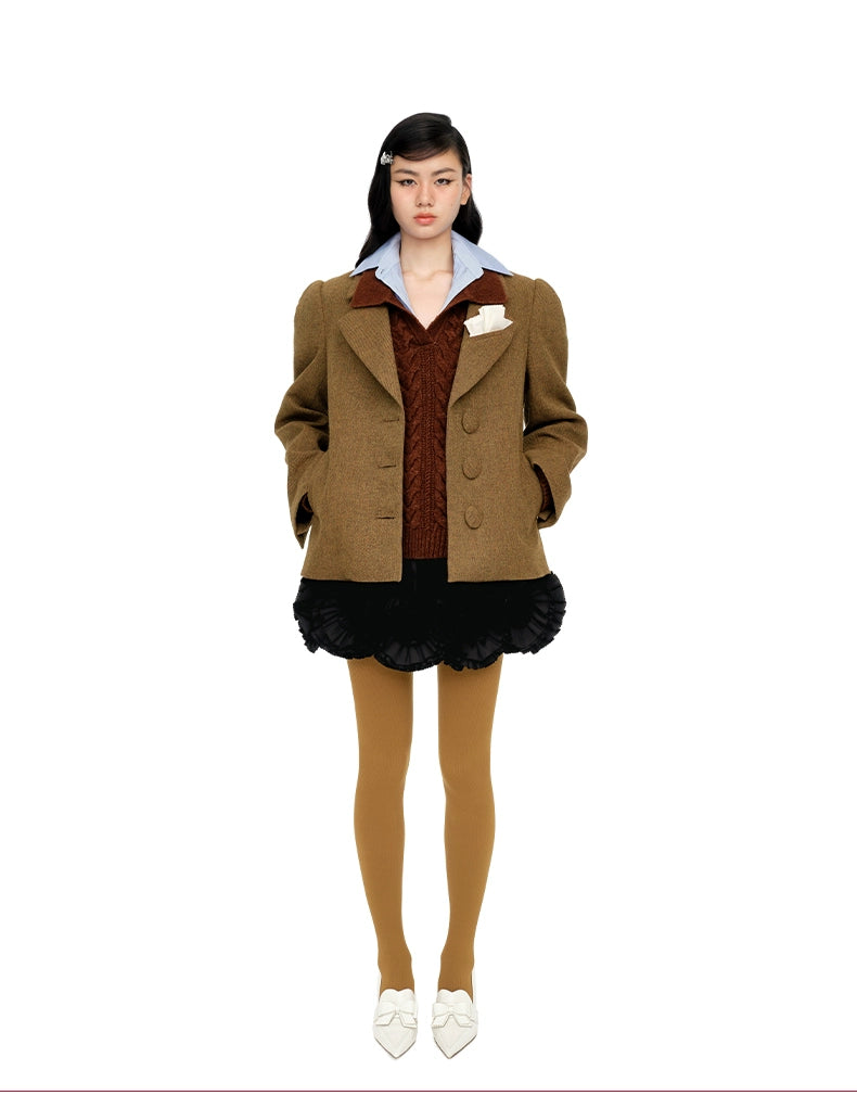 Wool Lapelled Structured Blazer - CHINASQUAD