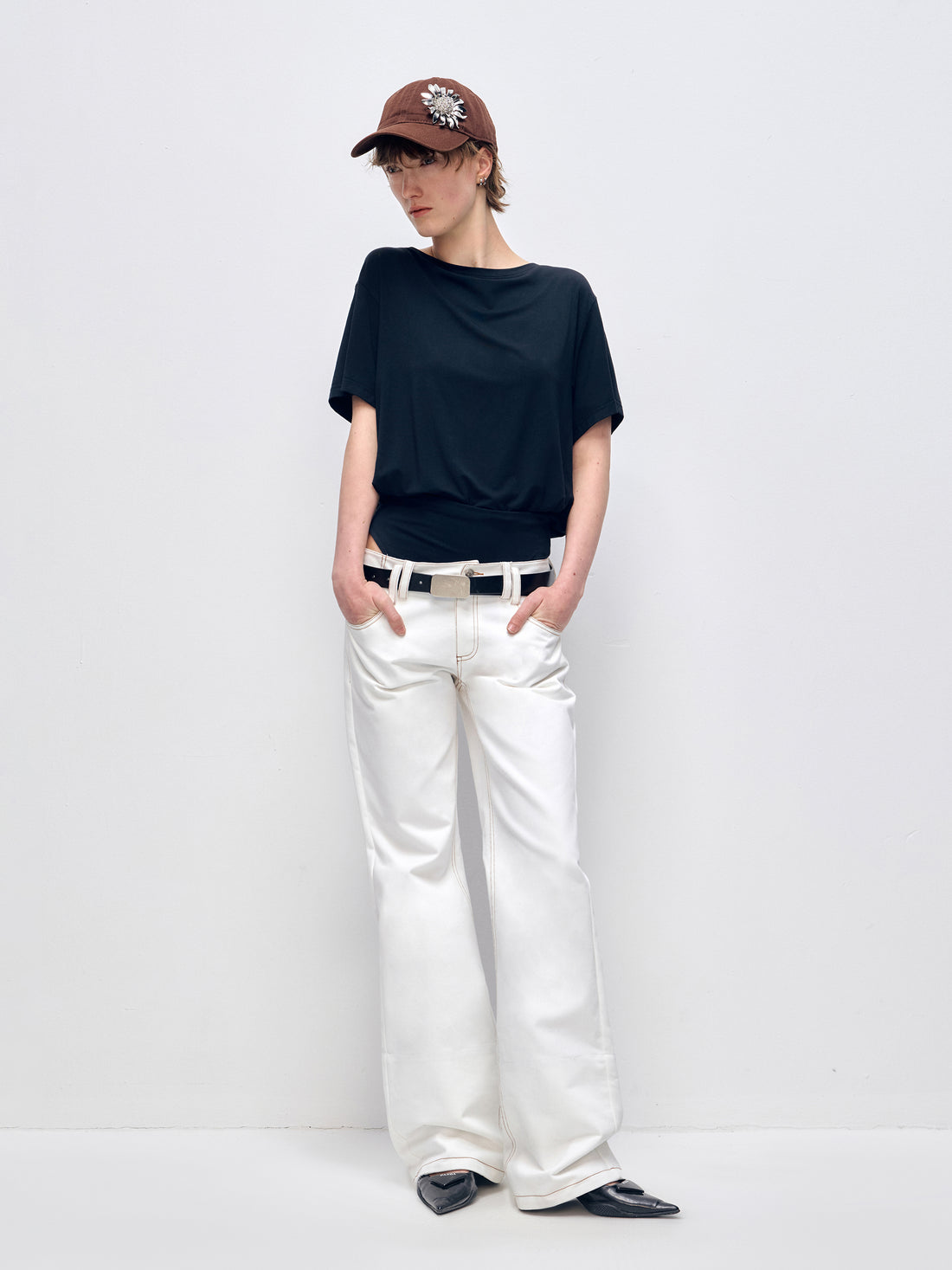 White Patchwork Leopard Print Straight-Leg Denim Pants - CHINASQUAD