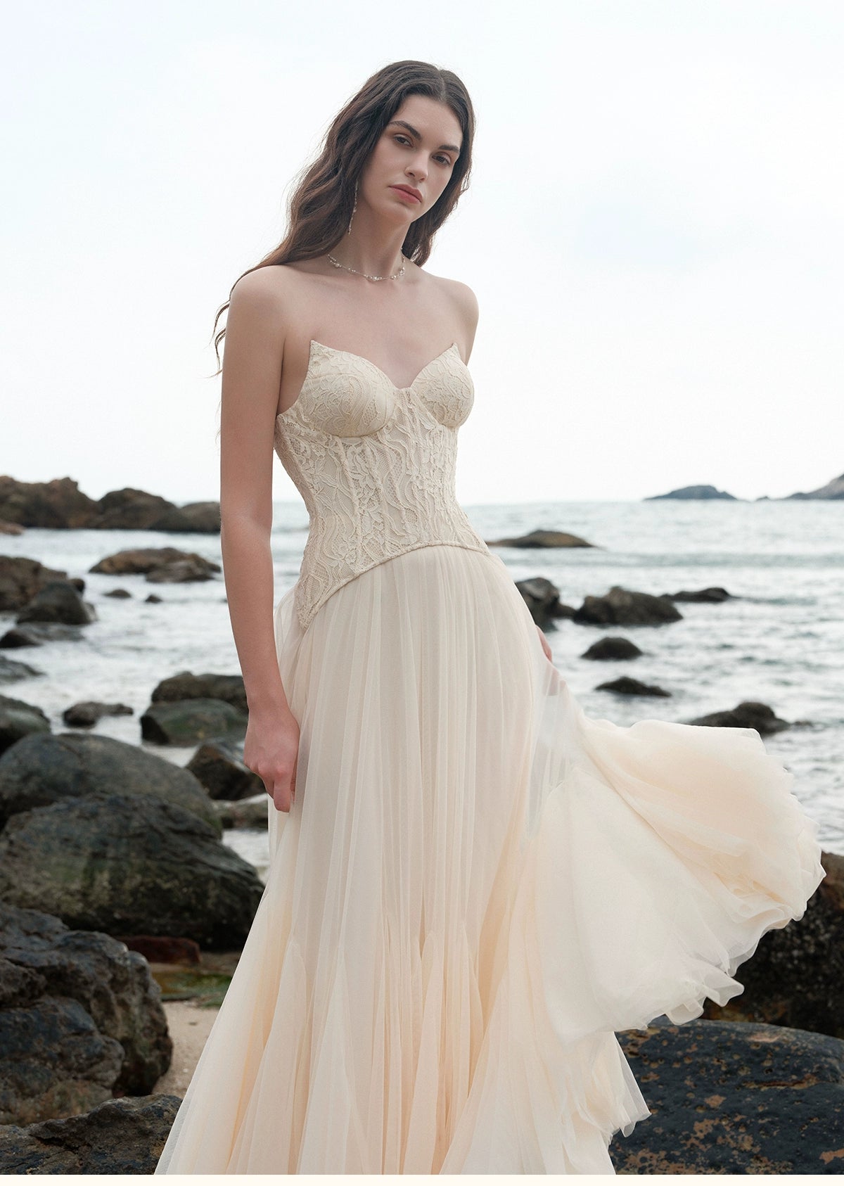 Heavy Lace Corset Mesh Maxi Dress - CHINASQUAD