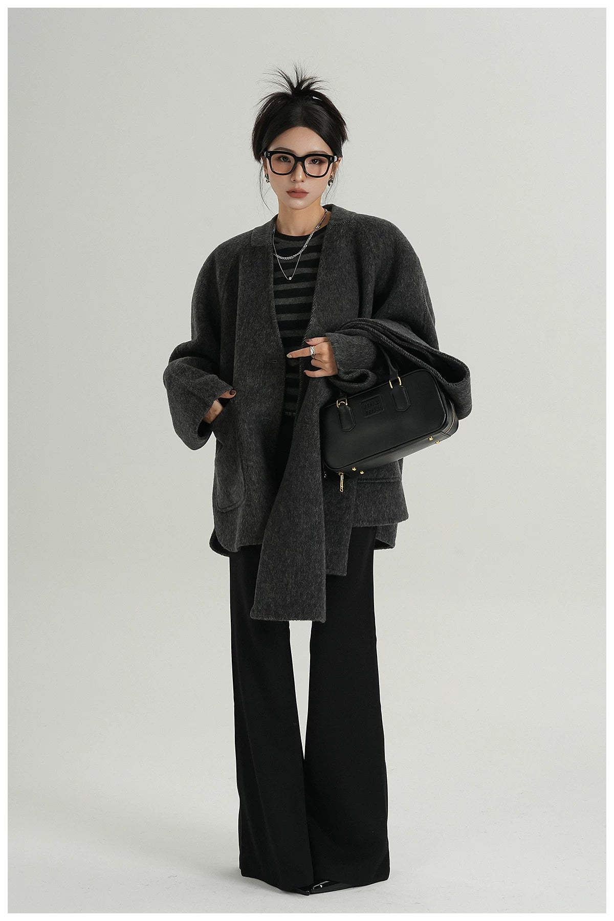 Scarf-Detail Cropped Wool Jacket