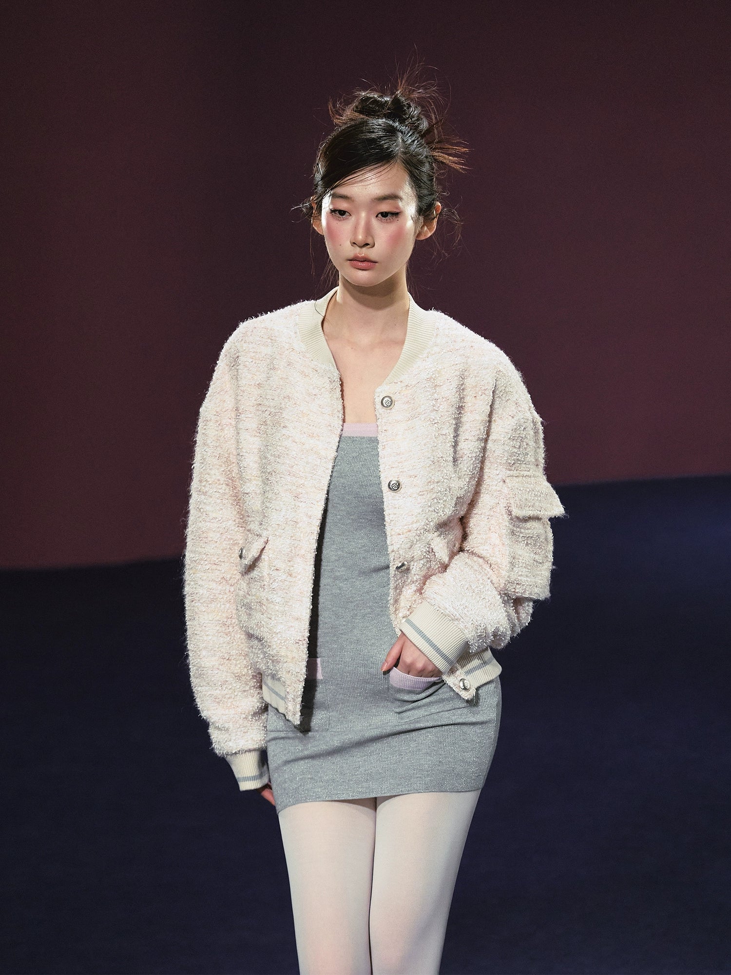 Tweed Textured Drop-shoulder Jacket