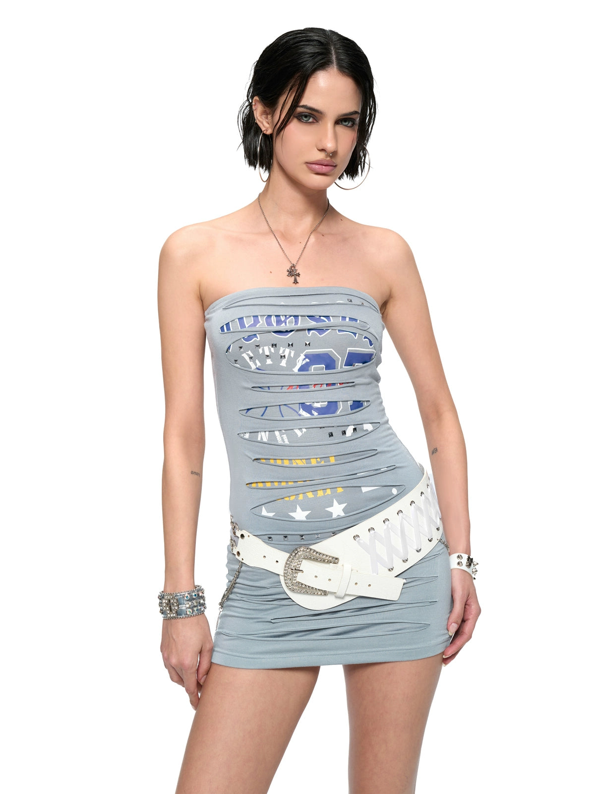 Asymmetric Logo-Embellished Chain & Ribbon Belt