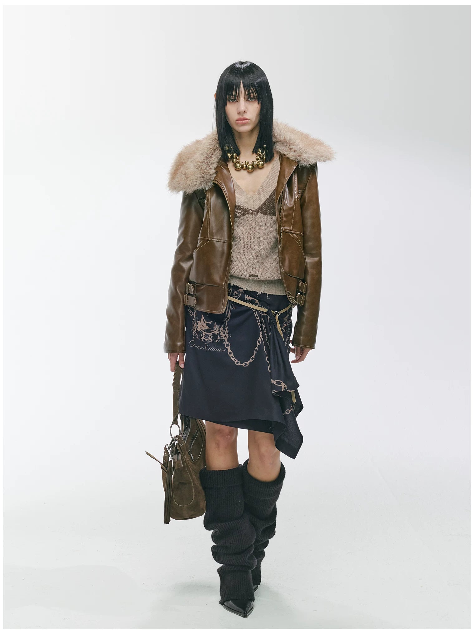 Heavy Punk Windproof Quilted Leather Jacket