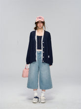 Side Seam Beaded Wide-leg Cropped Jeans - CHINASQUAD