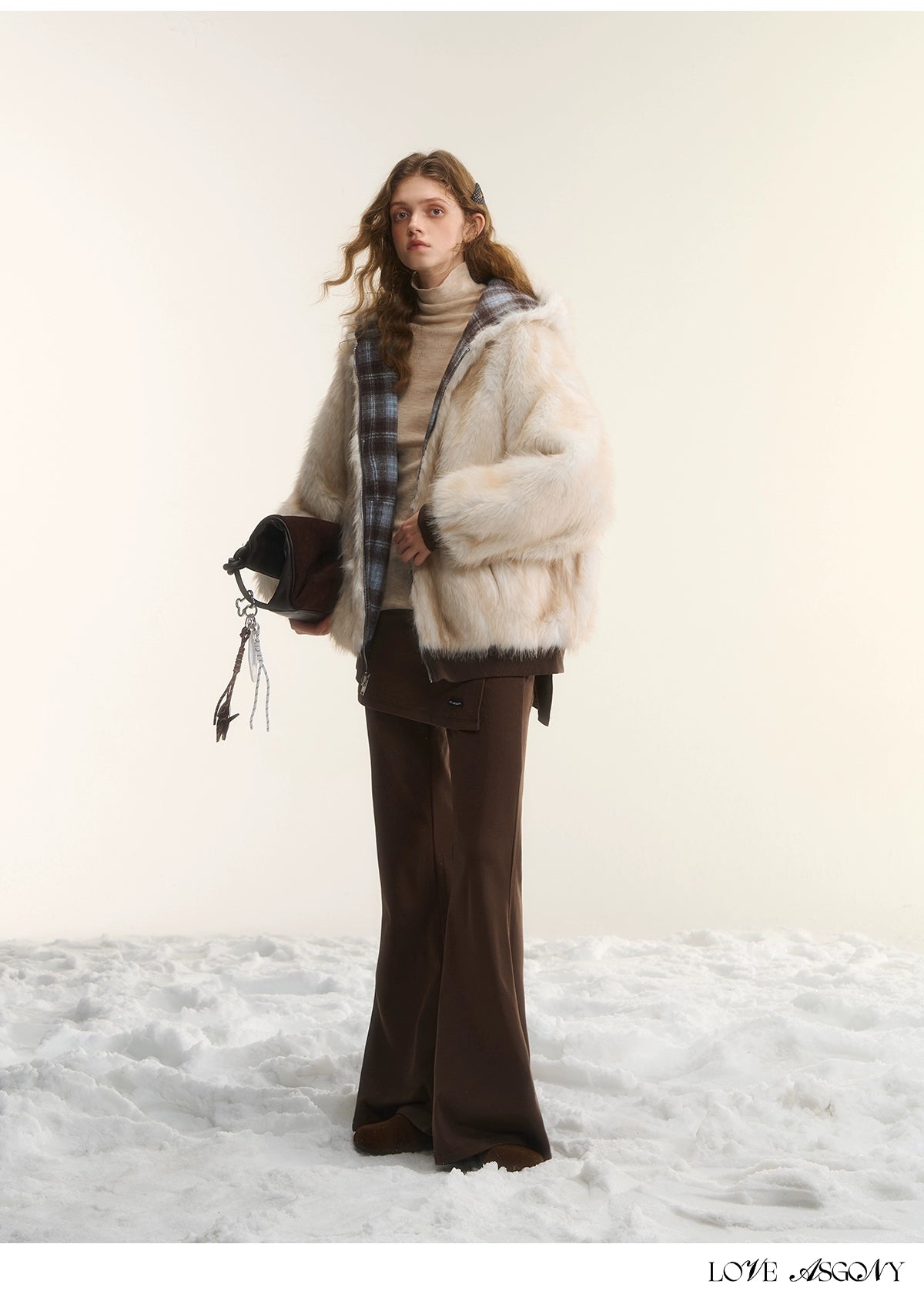 Asgony Asymmetric Layered Flare Knit Pants