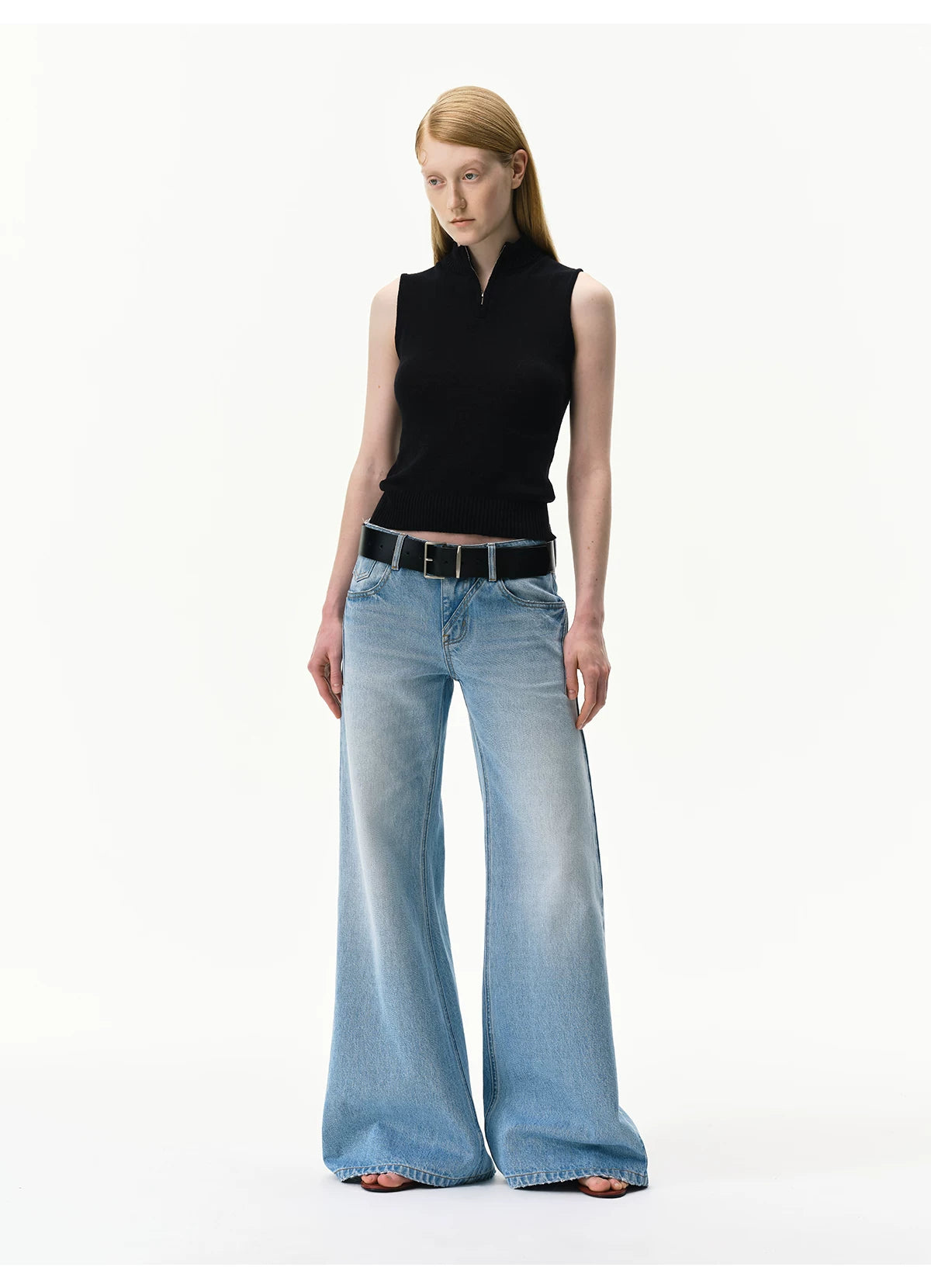 Vintage Light Wash Low-Rise Flared Jeans
