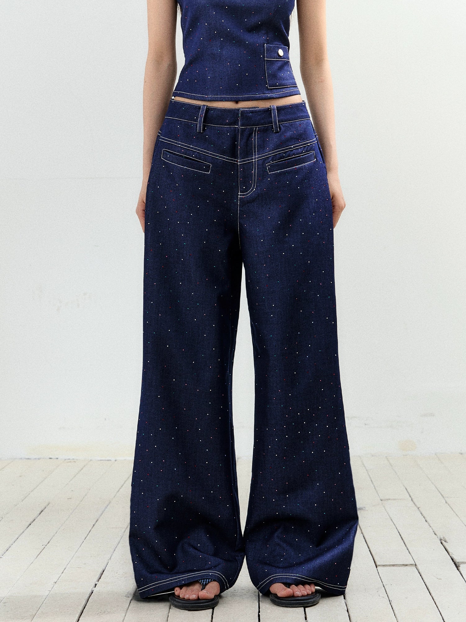 Color-Diamond Color Blocked Chanel - Style Jeans - CHINASQUAD