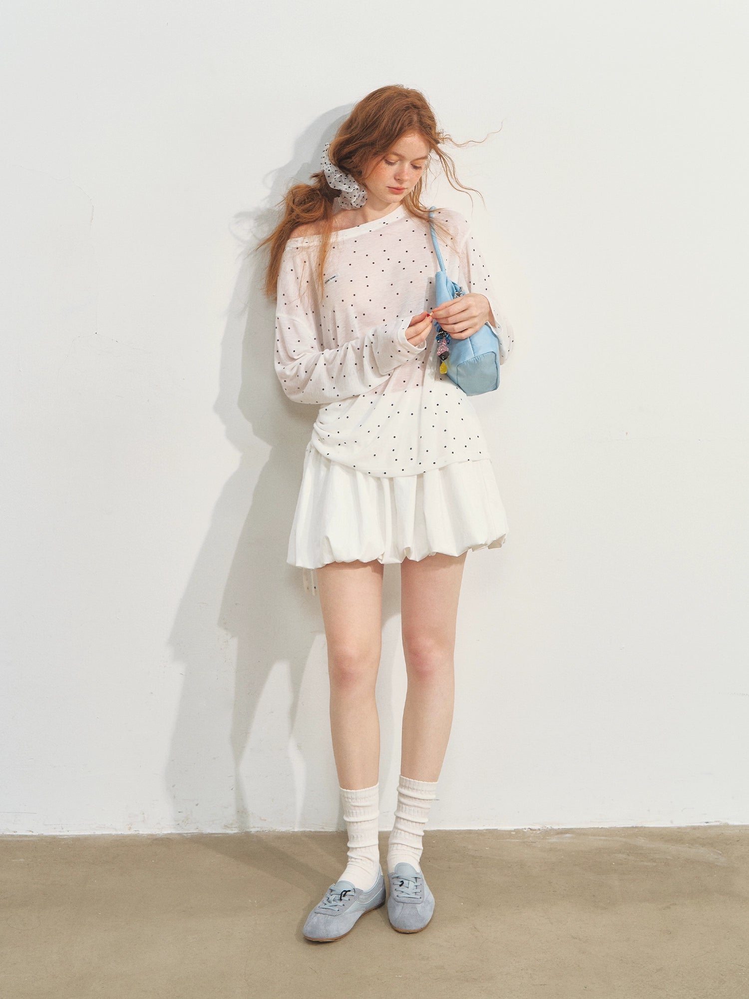 White Ballet-style Puff Midi Skirt - CHINASQUAD