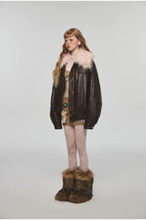 Removable Fur Collar Windproof Leather Jacket - CHINASQUAD