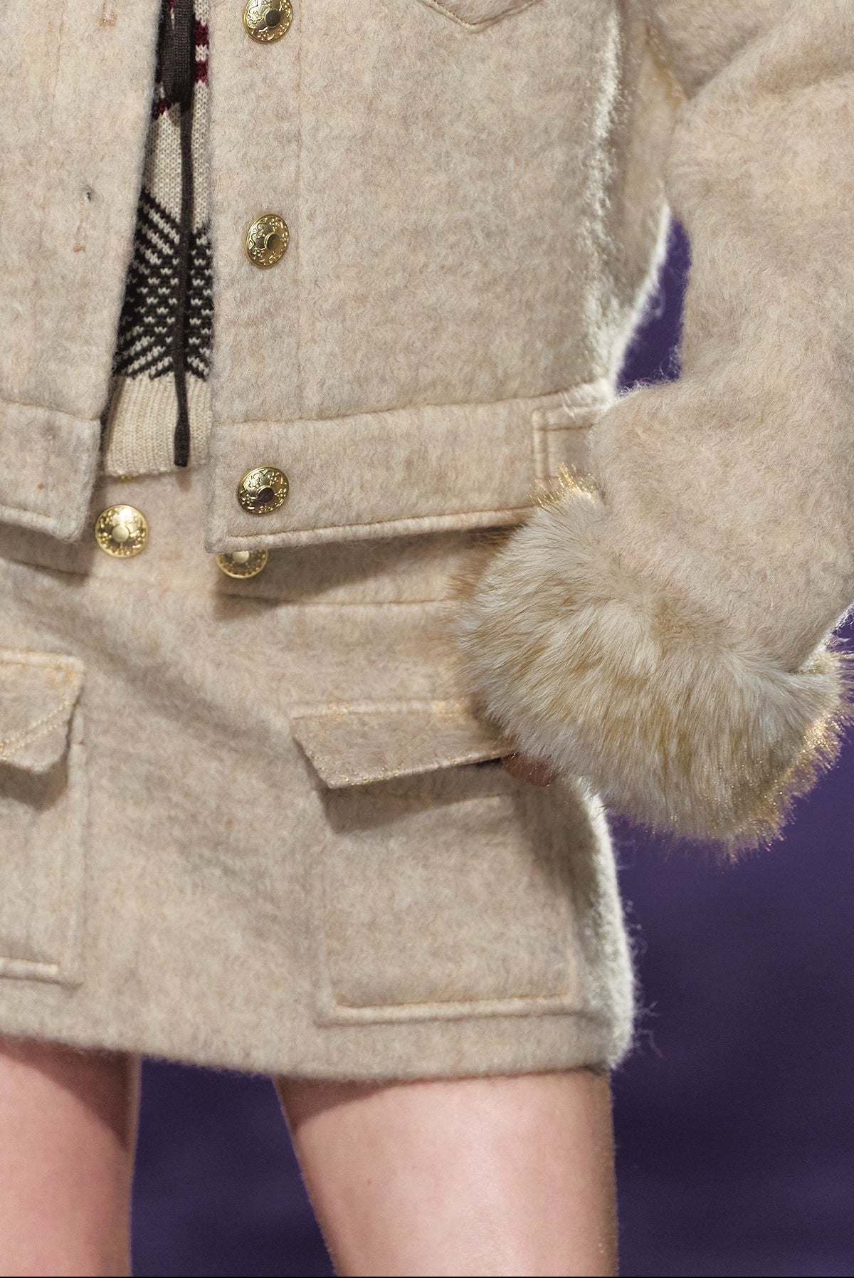 Wool-Blend Textured Check Jacket & Skirt Set