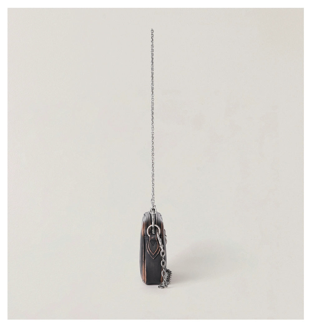 Compass Badge Leather Chain Bag (Small)