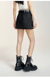 Black & Gray High-waisted Vintage-style Skirt - CHINASQUAD