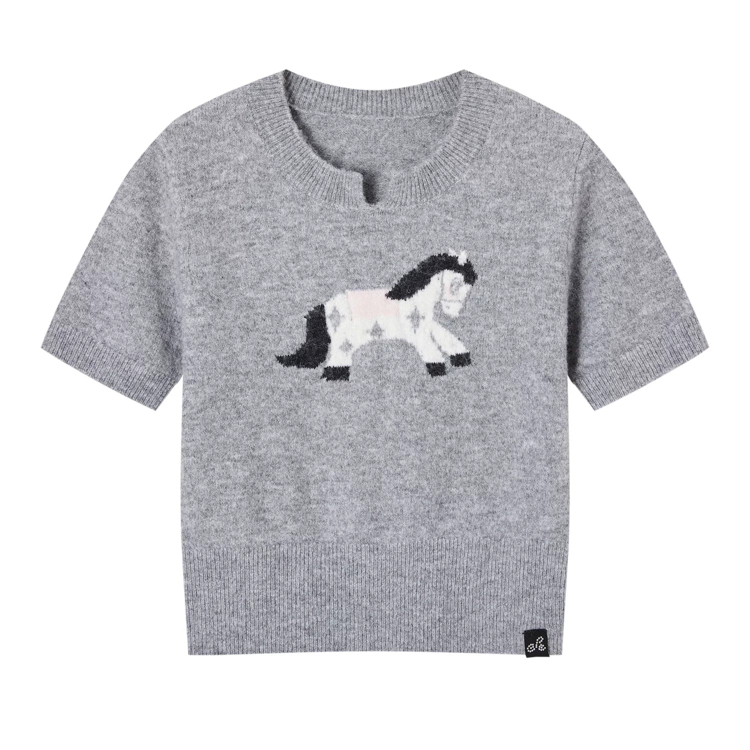 Jacquard Pony Knit Short Sleeve Top