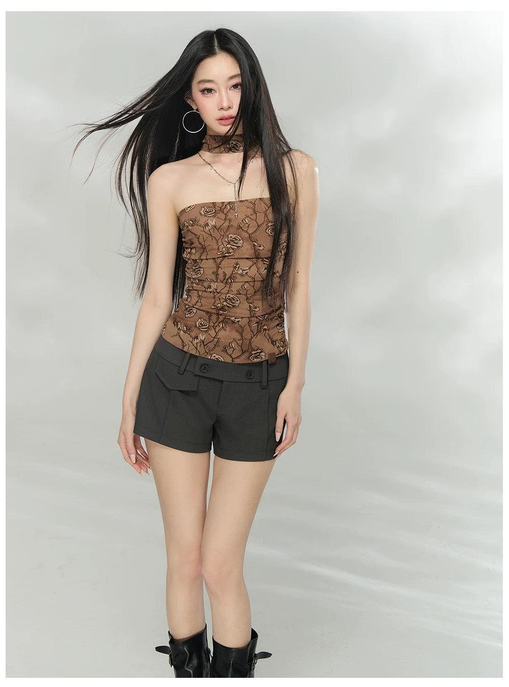 Double-Breasted Belted Tailored Shorts