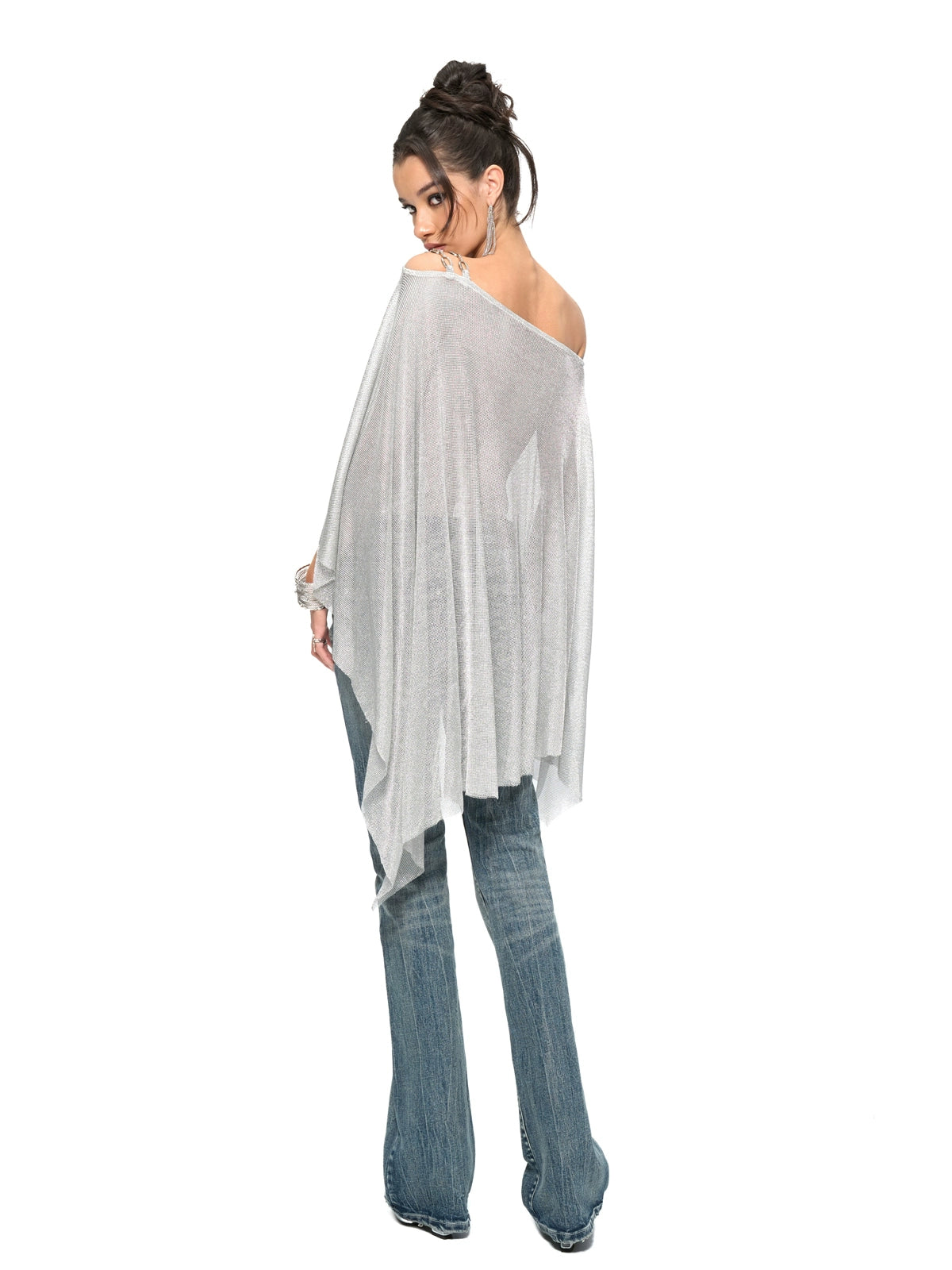 Silver Iridescent Thread Beach Cape