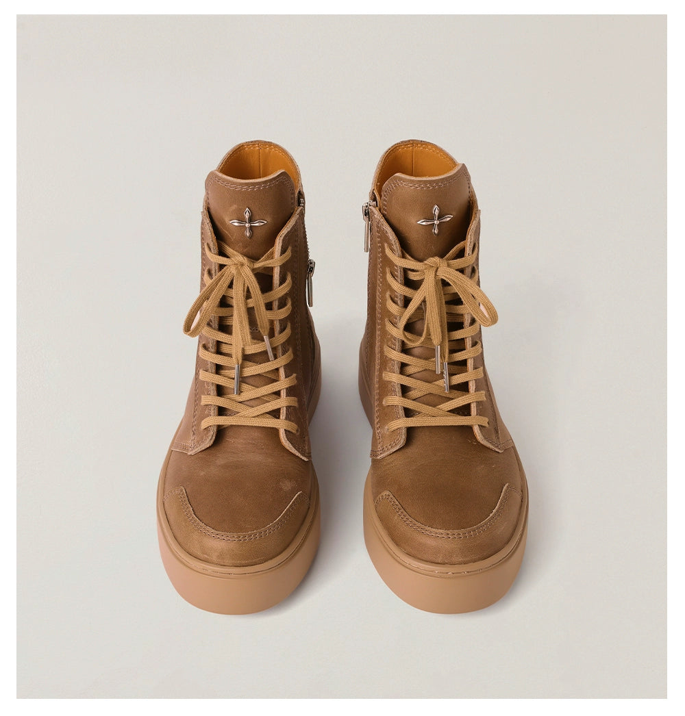 Compass Heritage Retro Leather High-Top Sneakers - CHINASQUAD