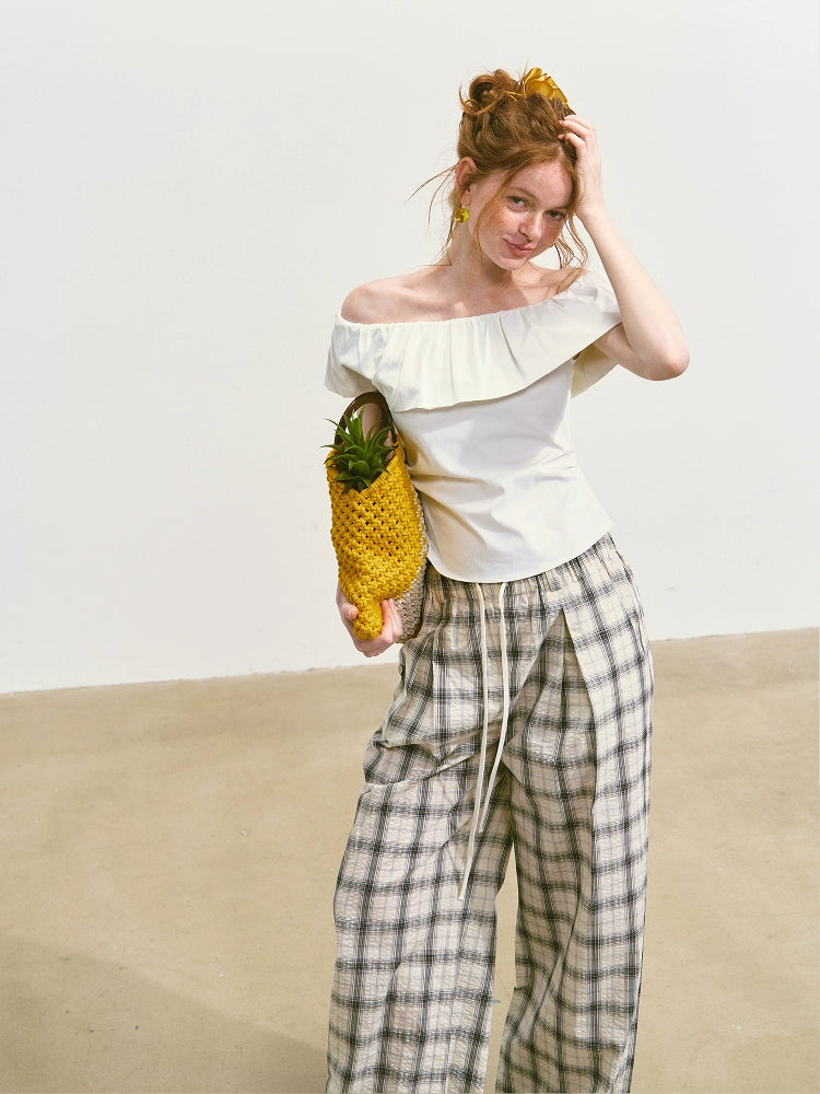 Bubble Check Flap Trousers