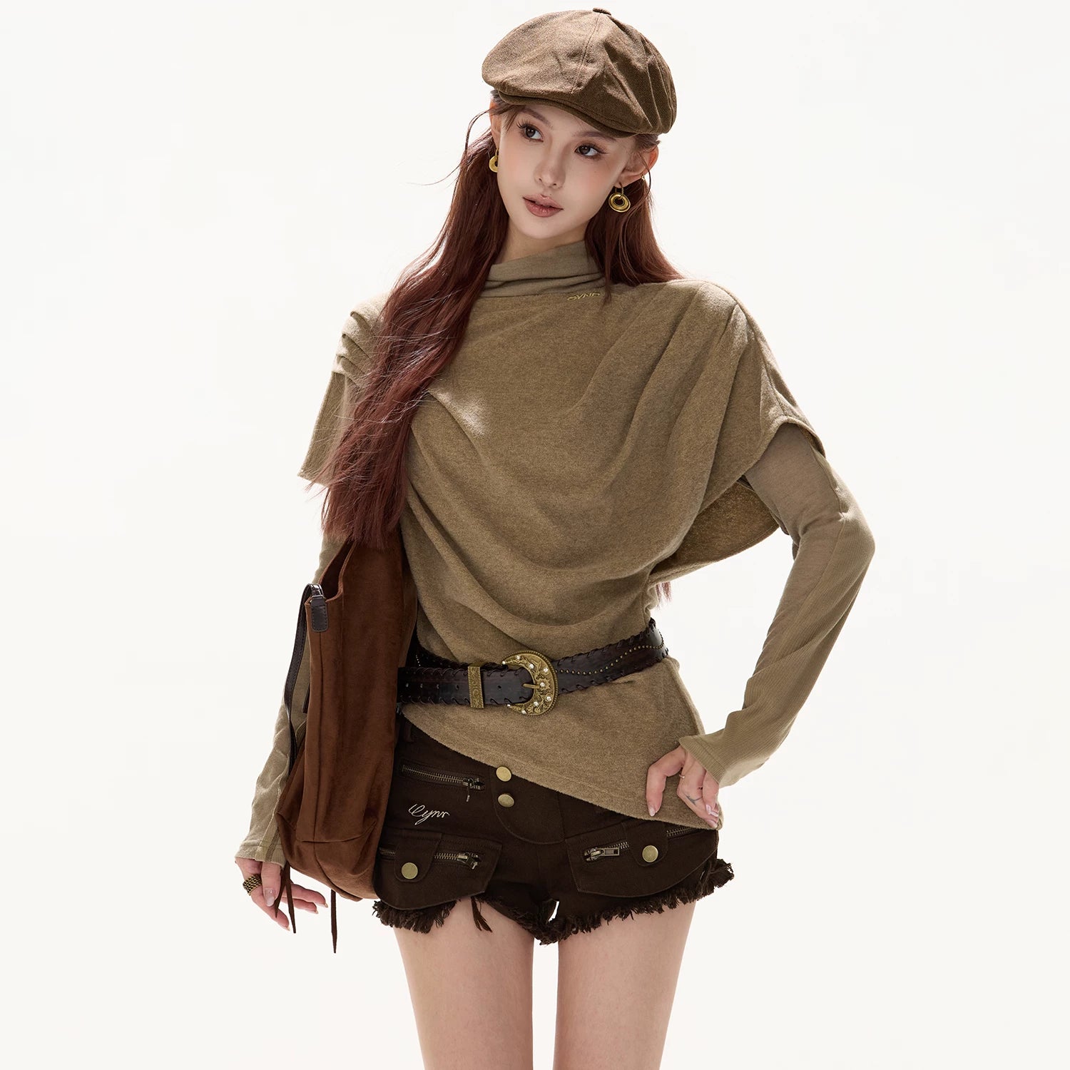 Relaxed Draped Batwing Knit Pullover