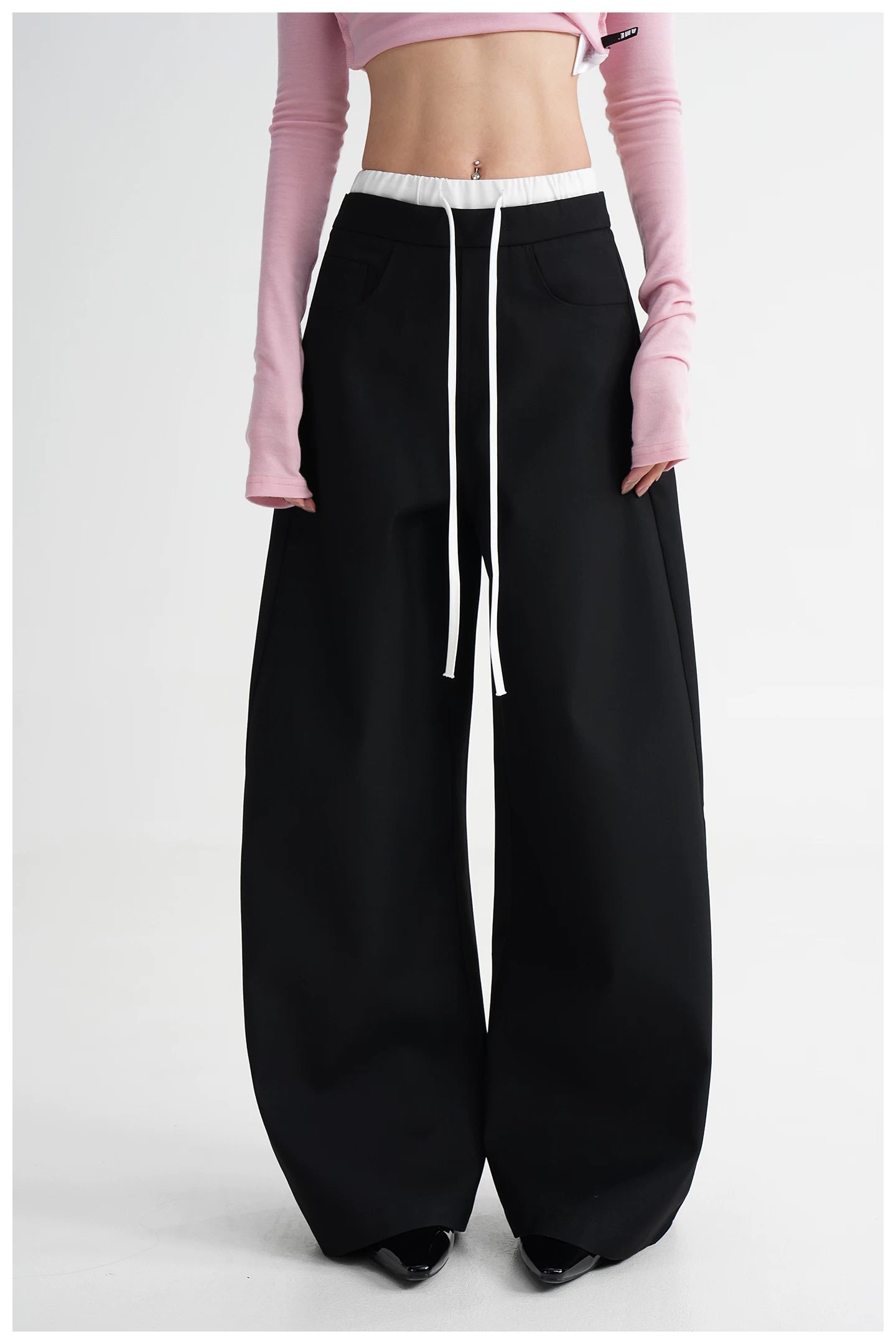 Panel Wide-Leg Floor-Length Trousers
