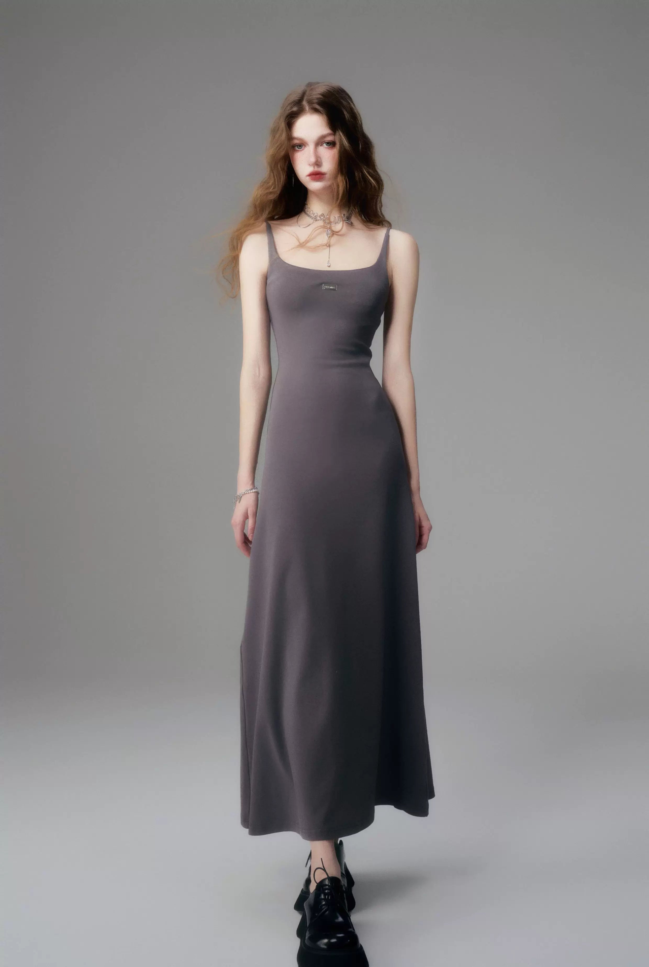 Minimal Long Knit Slip Maxi Dress