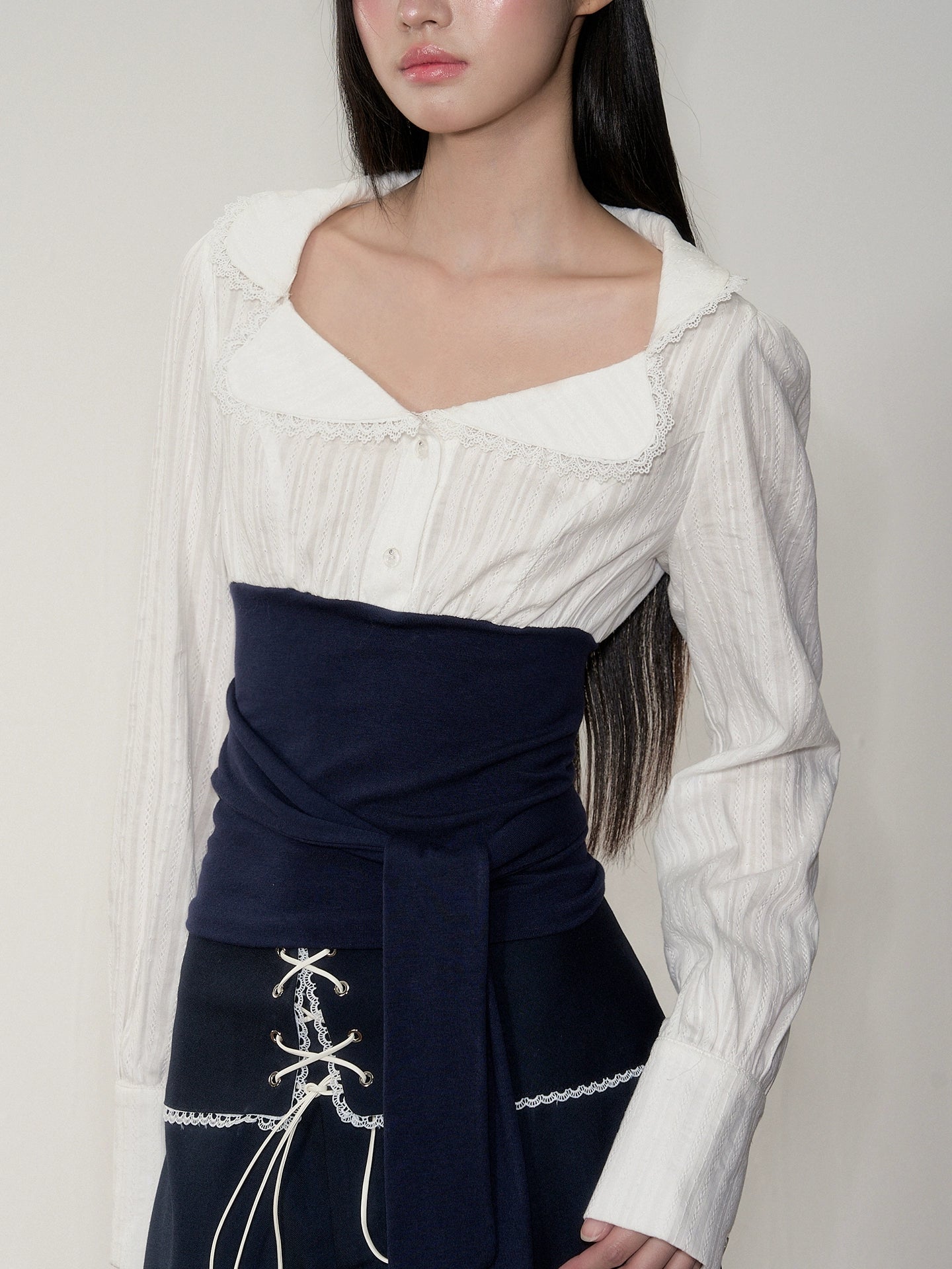Navy Color-Blocking Shirt & Pants Set - CHINASQUAD