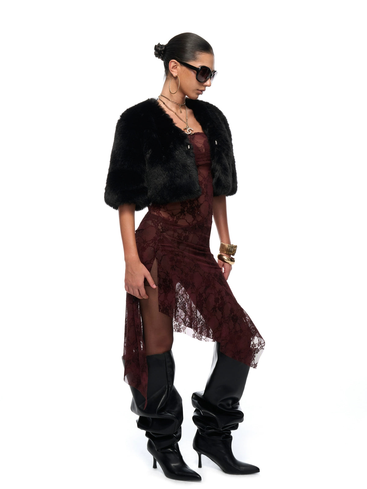 Eco-Faux Fur Cropped Holiday Jacket