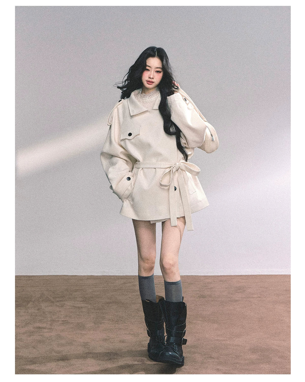 French British-Style Relaxed Wool Coat