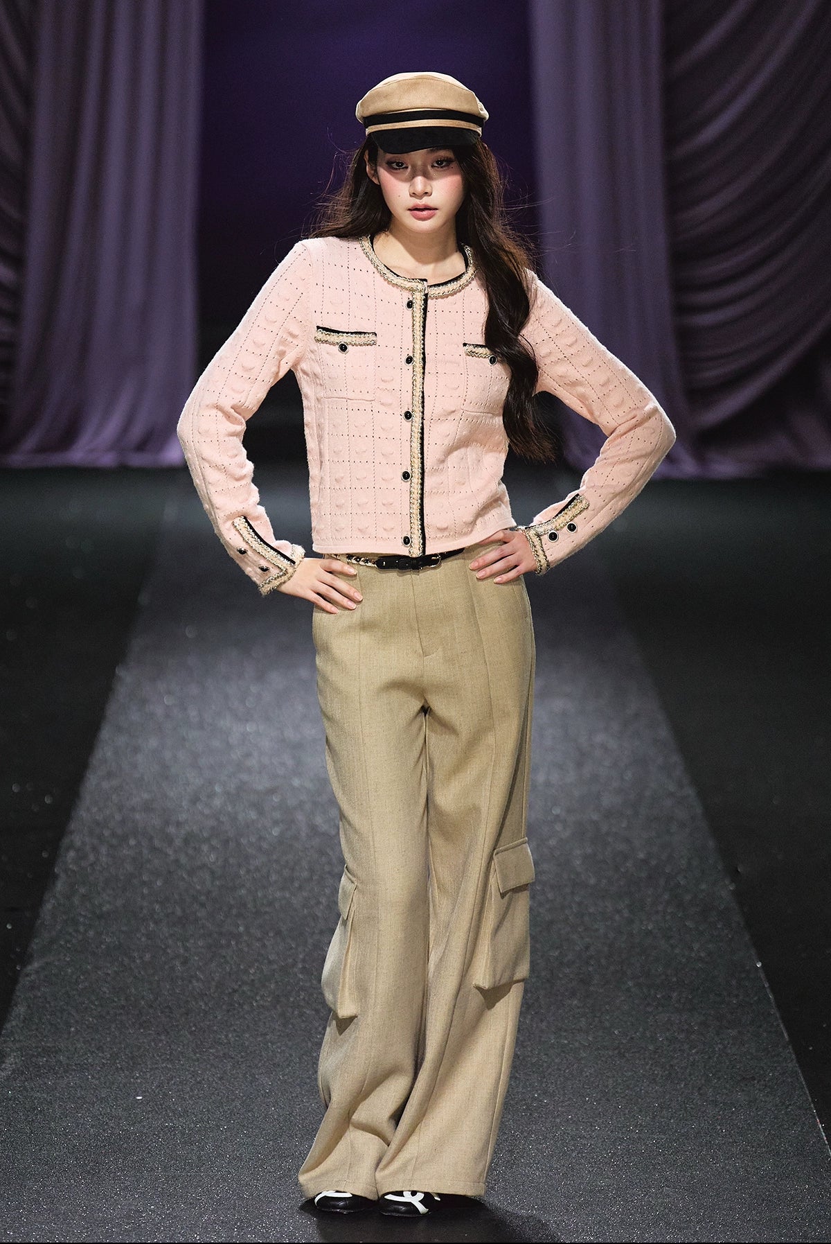 Pink Check Knit Cardigan - CHINASQUAD