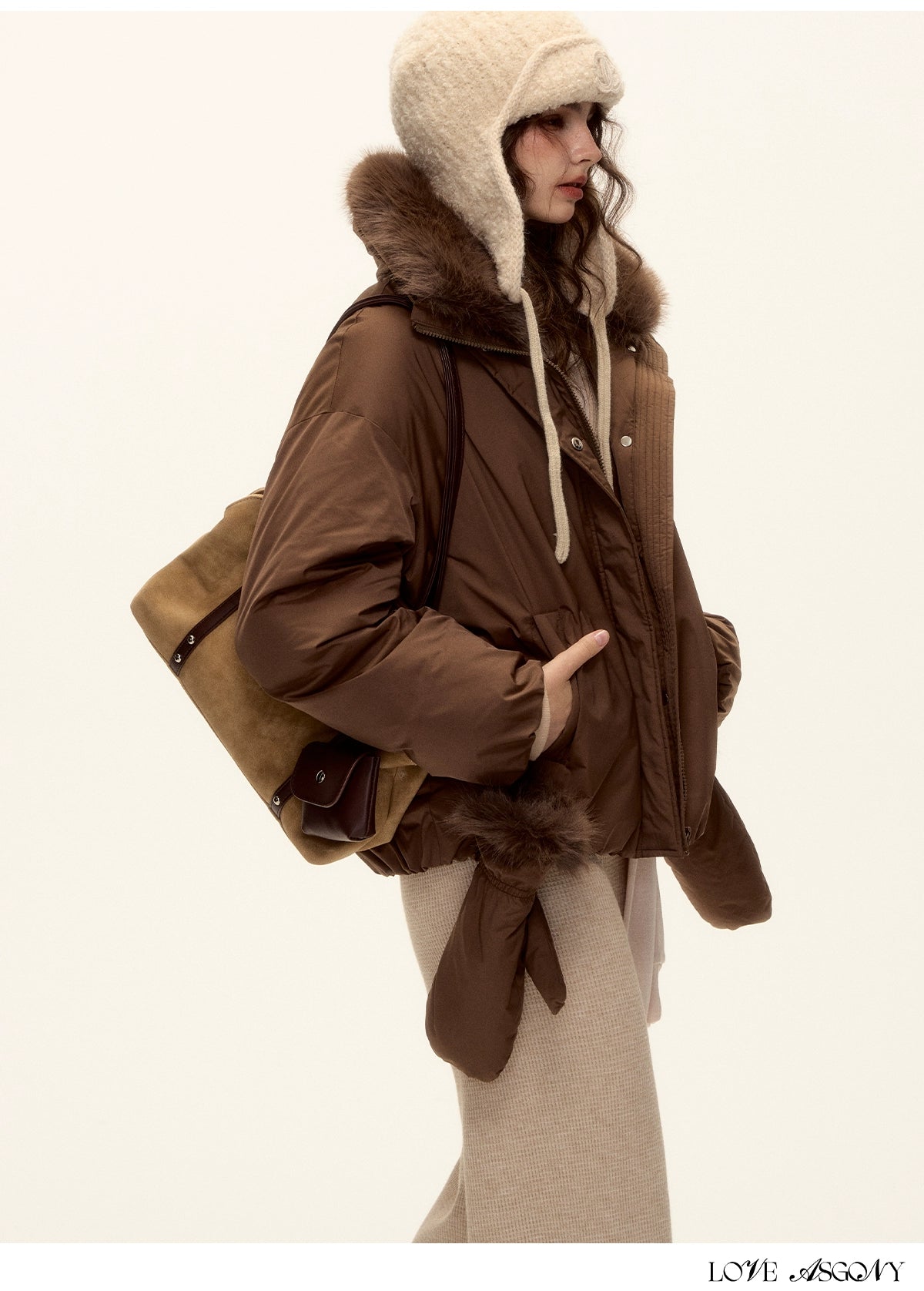 Fur-Collar Short Down Puffer Jacket