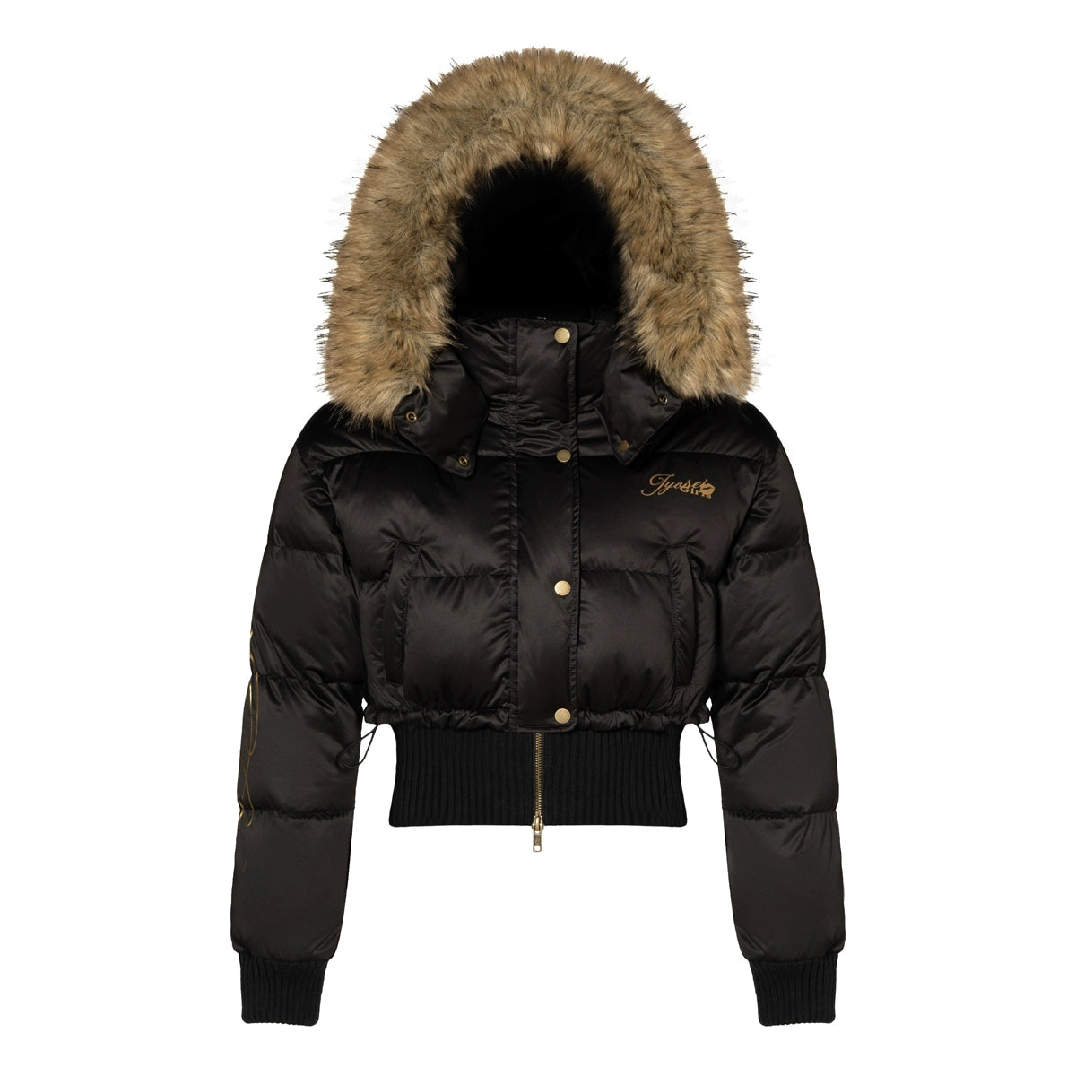 Black Knit-Trim Down Jacket