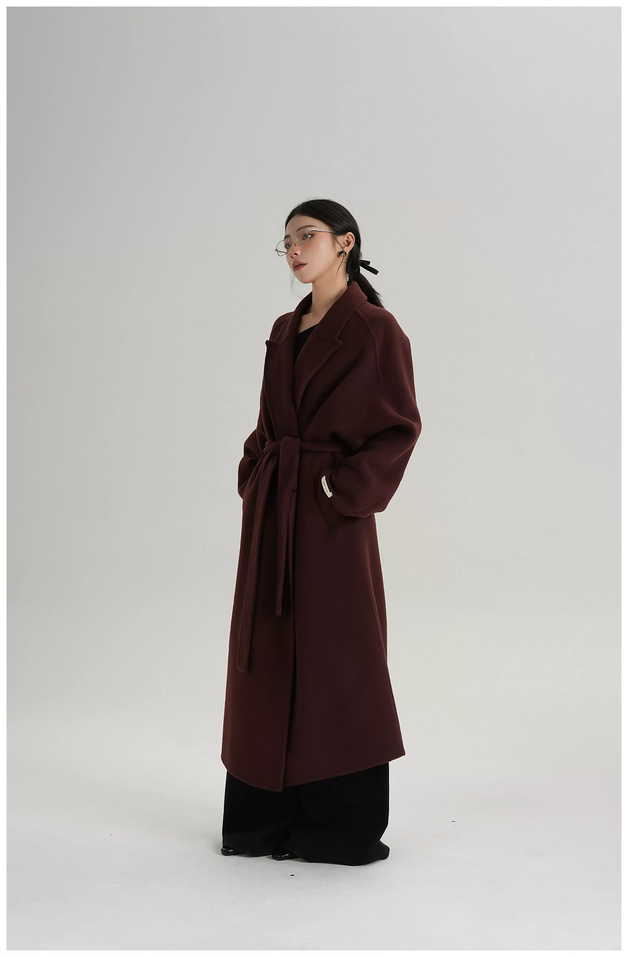 Tie-Belt Long Wool Coat