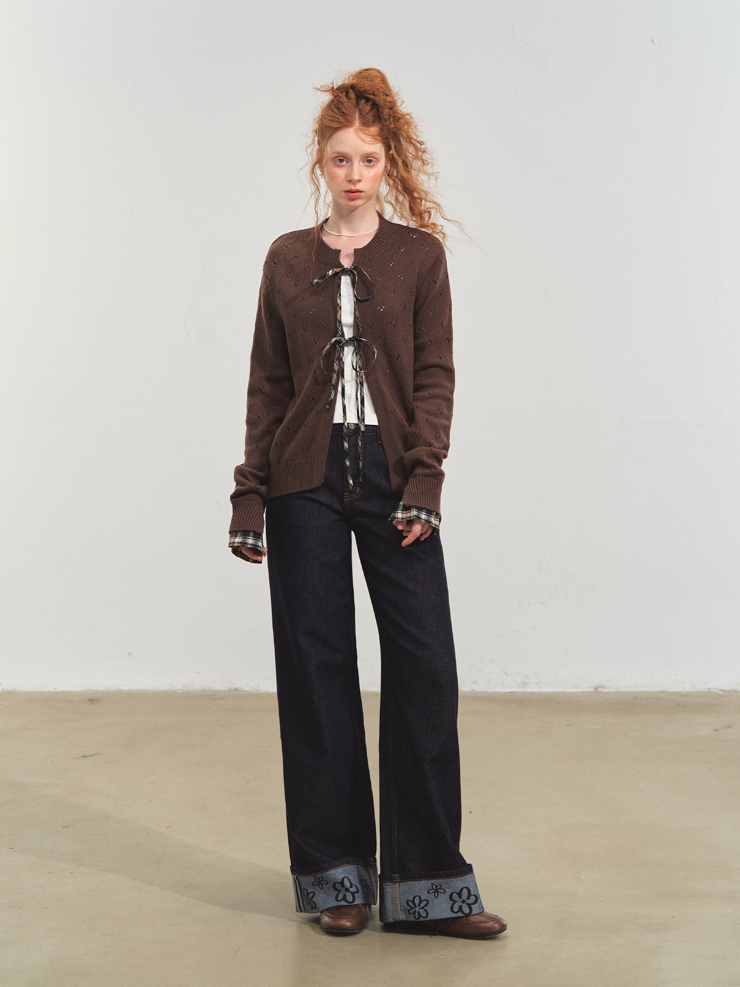 Vintage Plaid Tie-Front Cardigan - CHINASQUAD