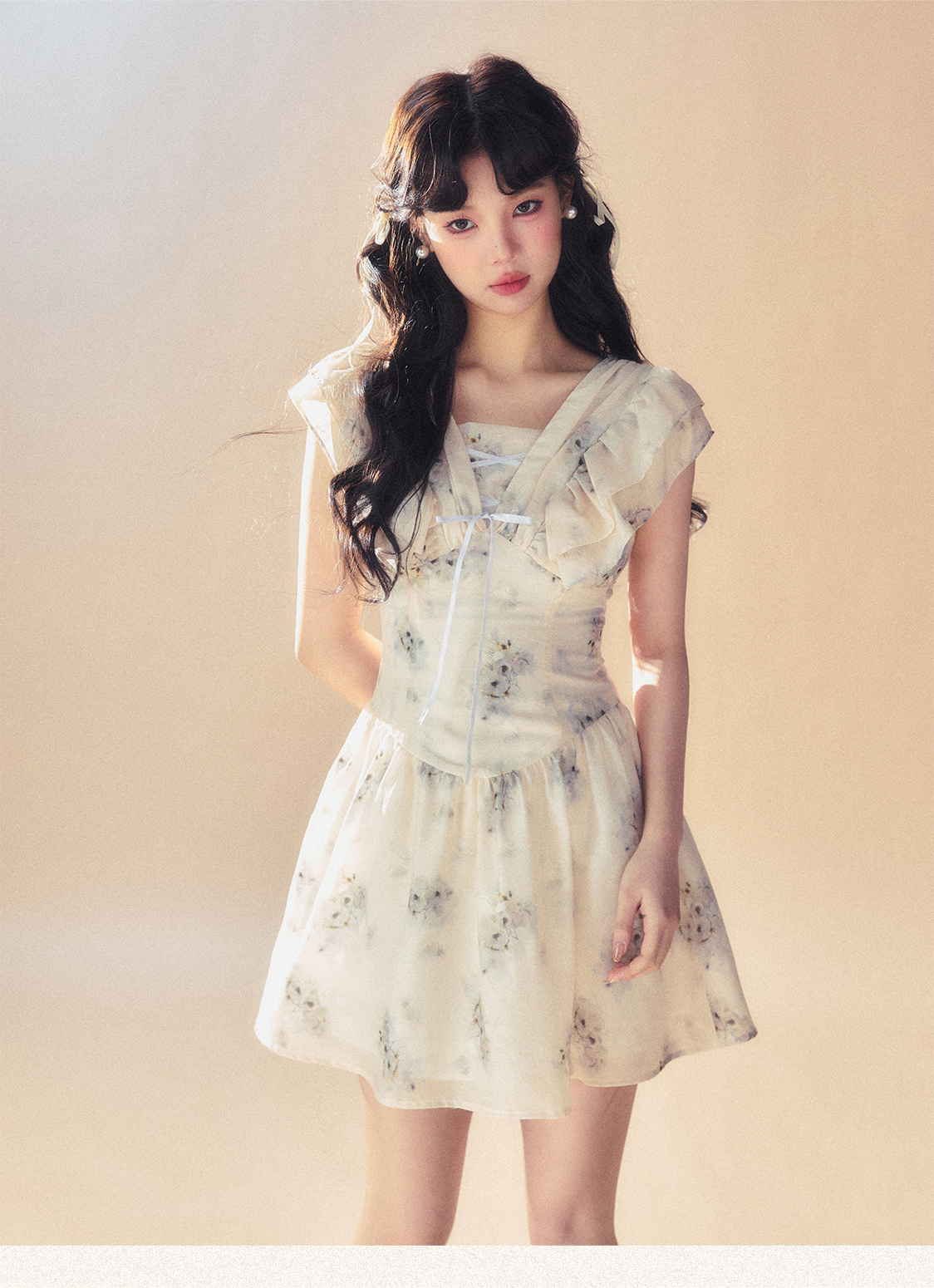 Light Purple Floral Mini Dress - CHINASQUAD