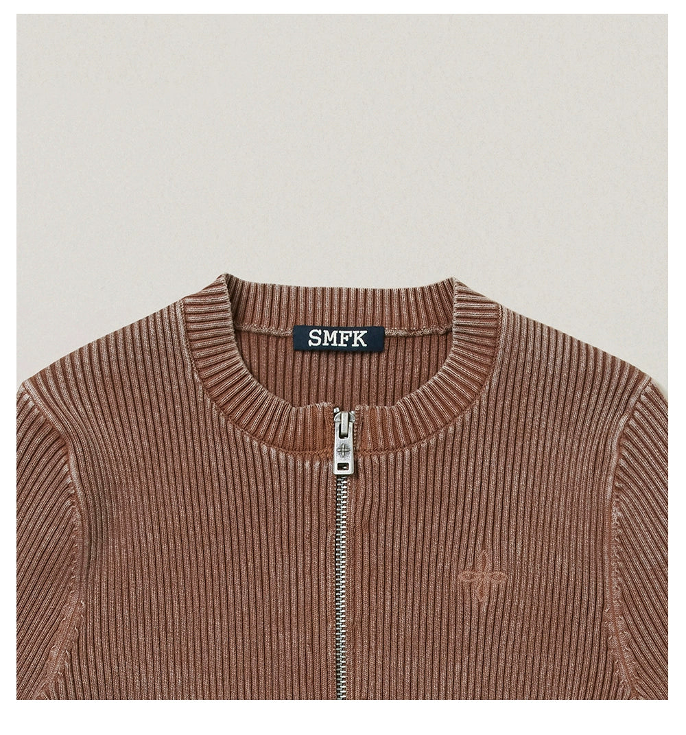 Wild Retro Zipper Knit Cardigan