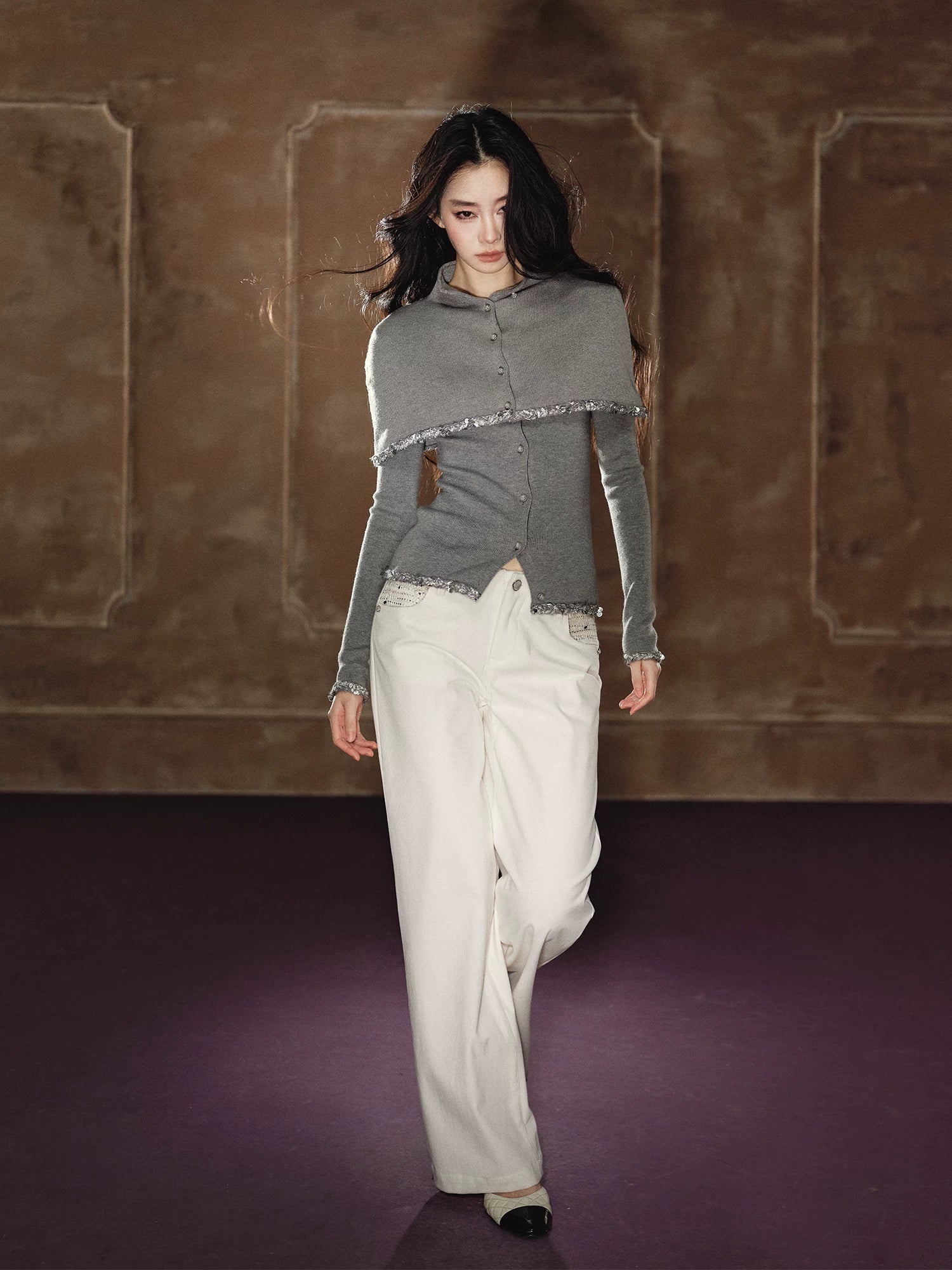 Detachable Cape Wool Knit Sweater