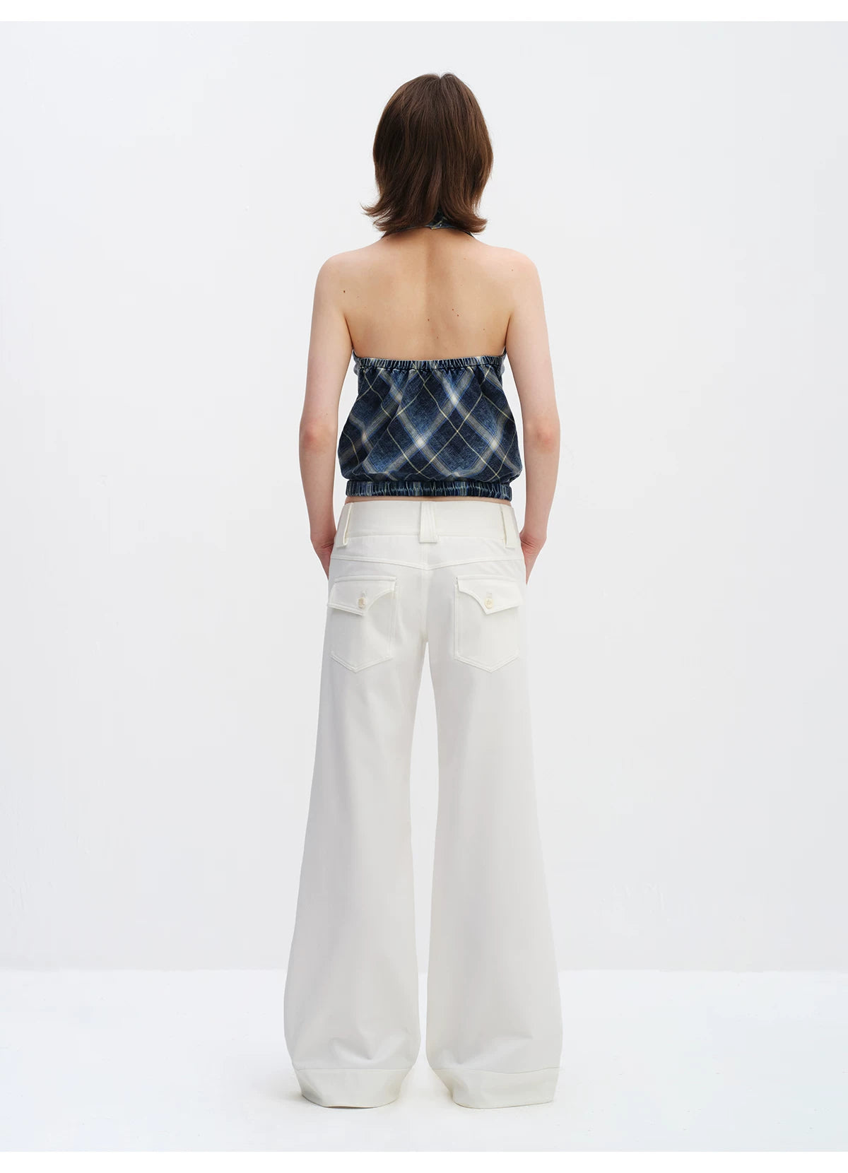 Plaid Halterneck Backless Camisole