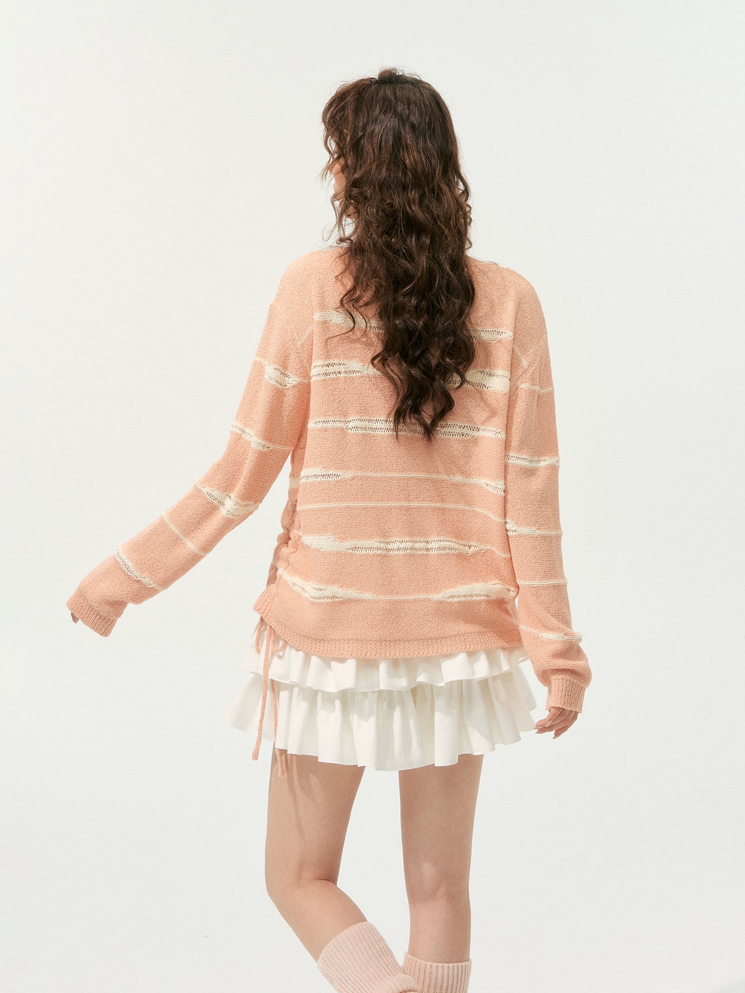 Color-Block Irregular Striped Soft Crewneck - CHINASQUAD