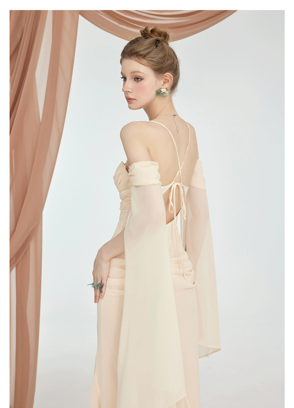 Jasmine Chiffon Backless Fishbone Strappy Dress - CHINASQUAD