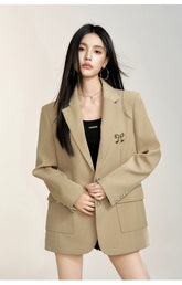 Black & Khaki Suit Collar Bow-tie Blazer - CHINASQUAD