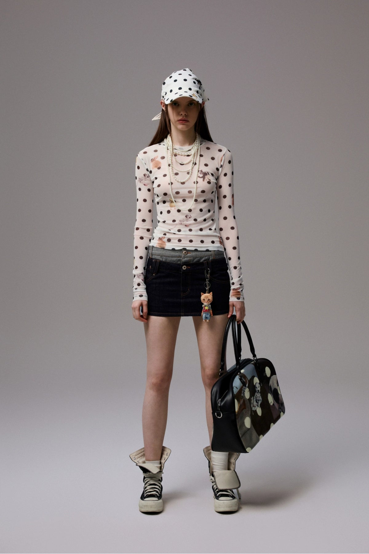 Polka Dot Pet Print Headscarf Baseball Cap