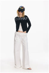 Soft Wool Punk Letter Knit Cardigan - CHINASQUAD