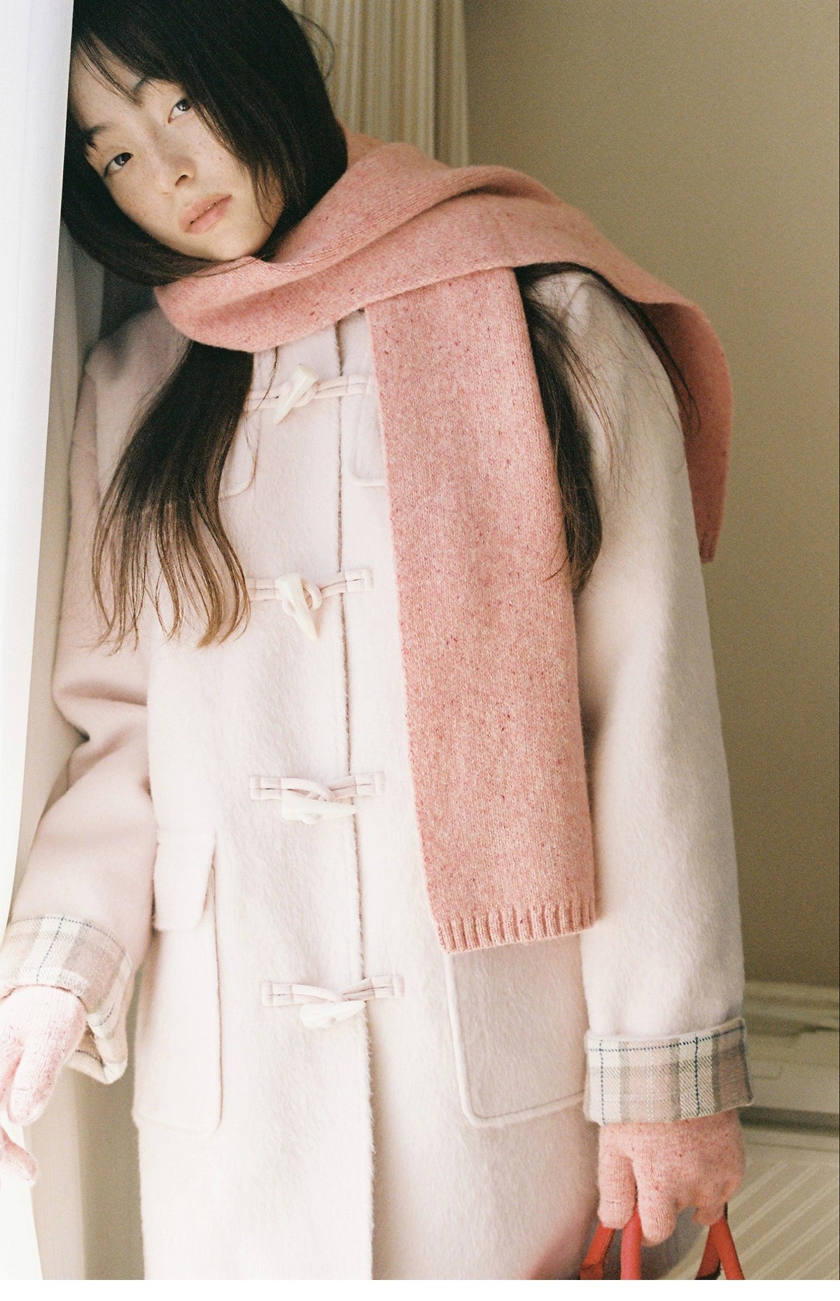 Pink Plaid Horn-buttoned Coat - CHINASQUAD