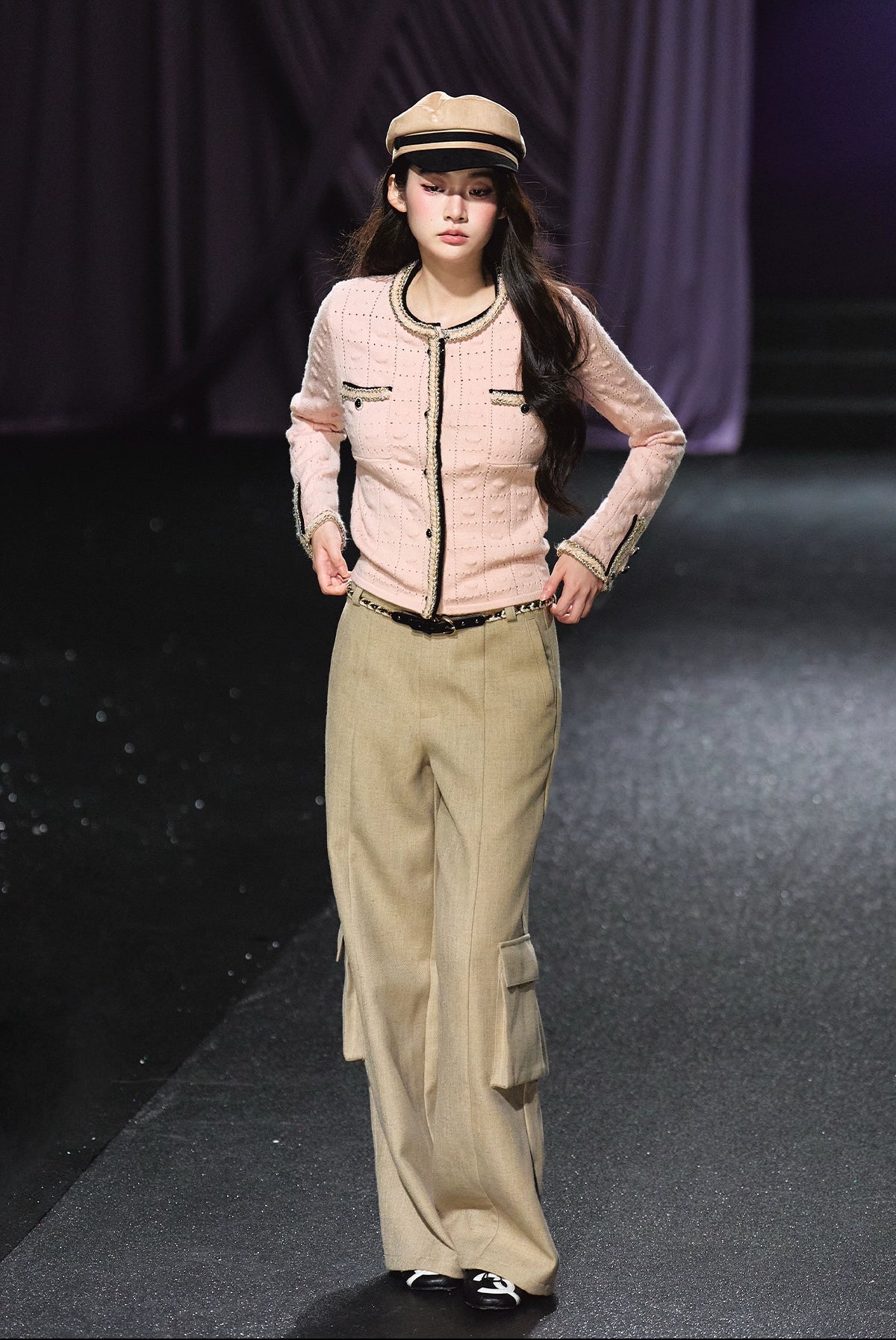 Pink Check Knit Cardigan - CHINASQUAD