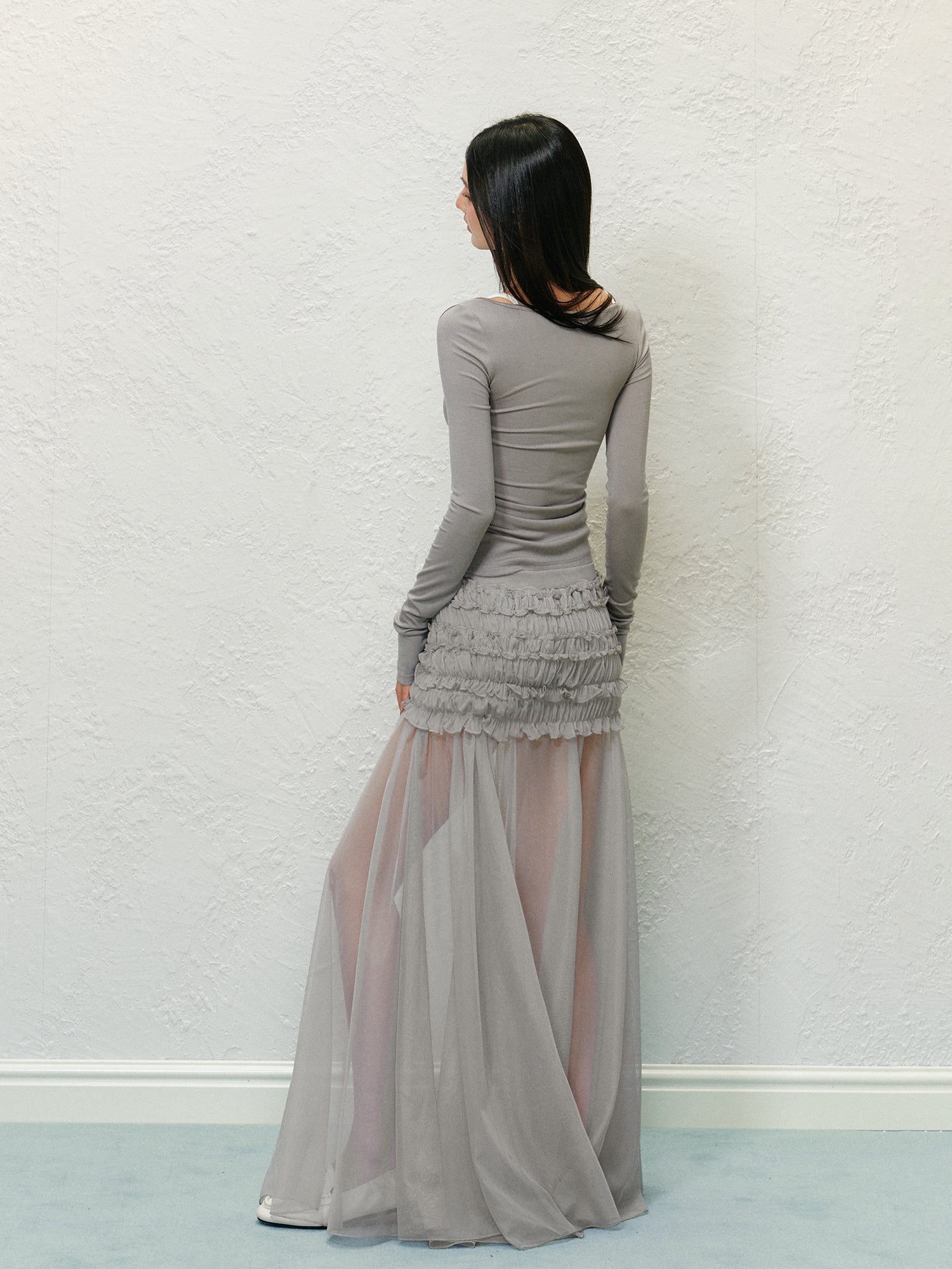 Mesh Splicing Semi-transparent Bodycon Skirt - CHINASQUAD