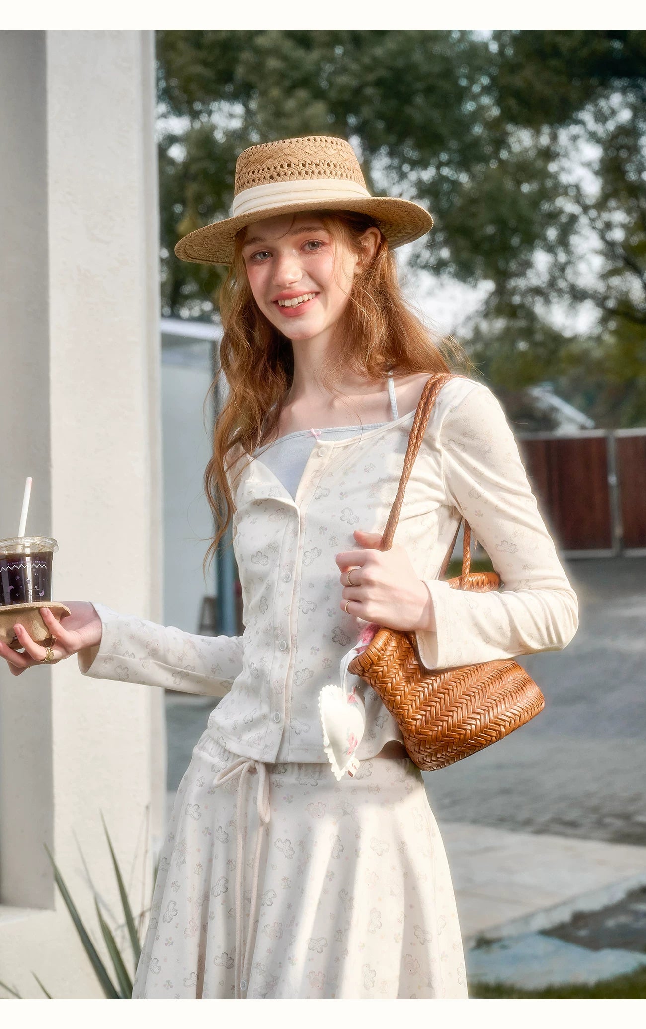 Amusement Park Printed Cardigan & Skirt Set