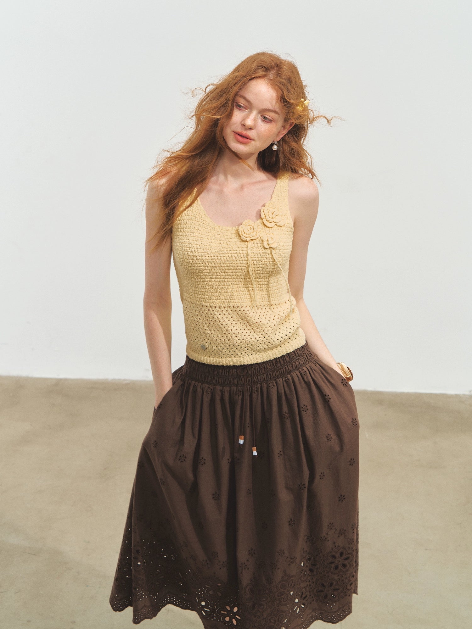 Three-dimensional Handmade Flower Crochet Tank Top - CHINASQUAD